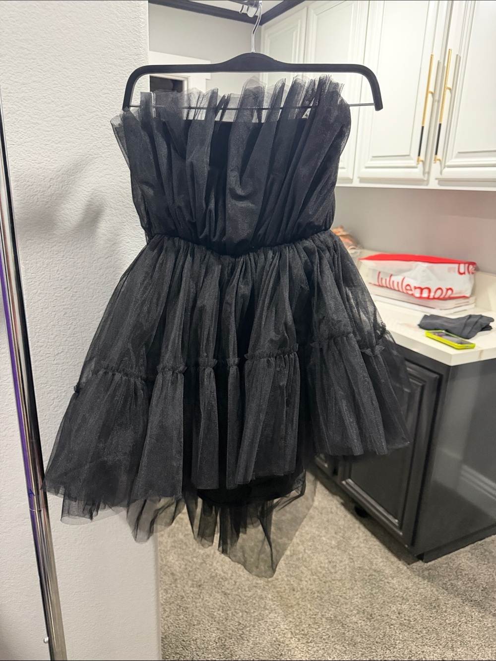 Fashion Nova Black Strapless Tulle Party Dress